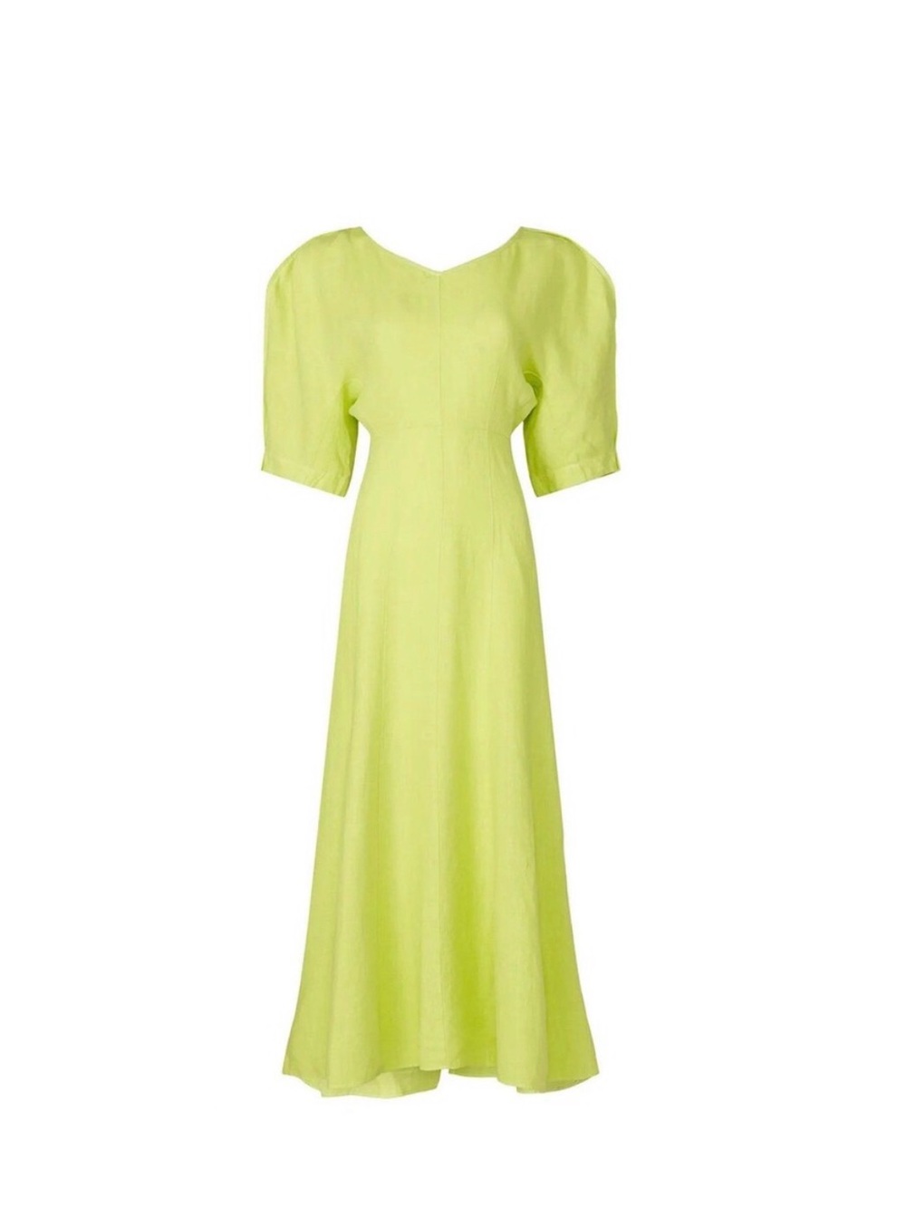Mara Hoffman Sicily Hemp Citrus Green Puff Sleeve Maxi Dress